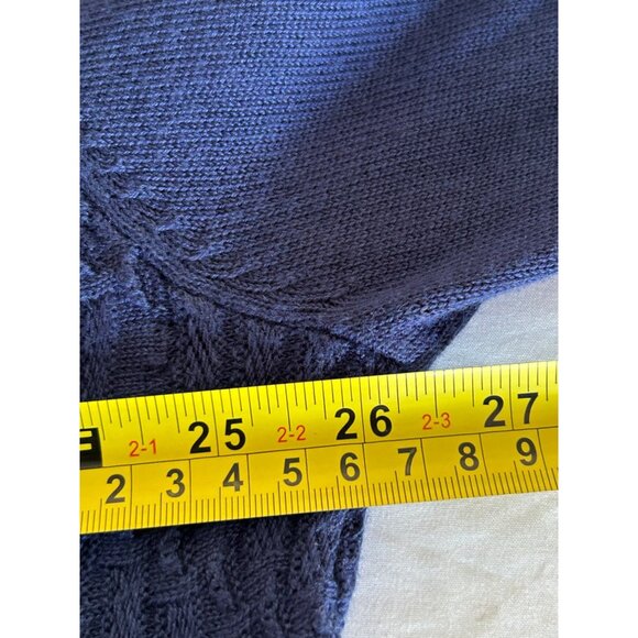 Royal Blue Ribbed Knit Pullover With Quarter Zip & Geometric Texture Design - Picture 13 of 13